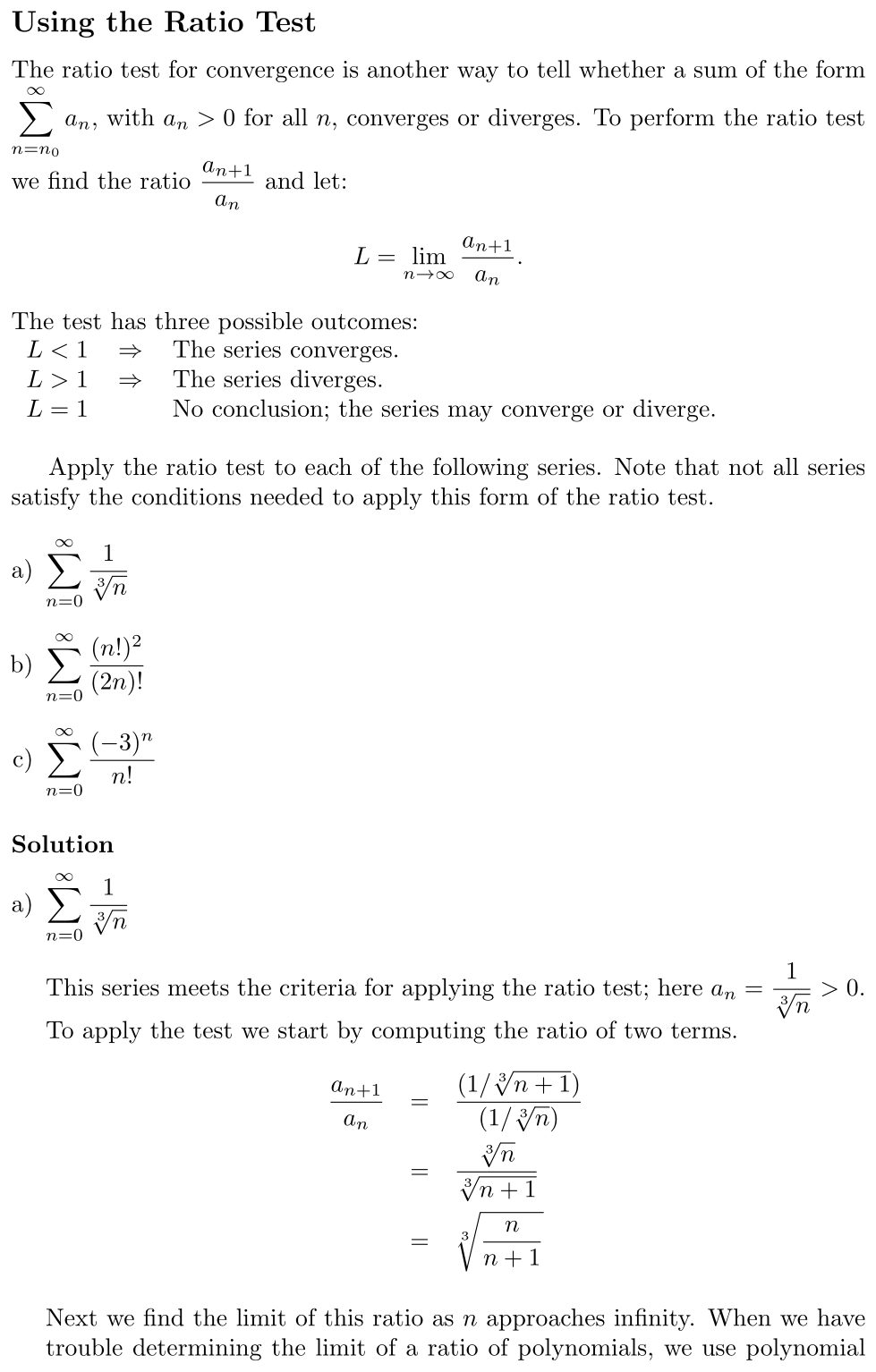 Answer Using the Ratio Test