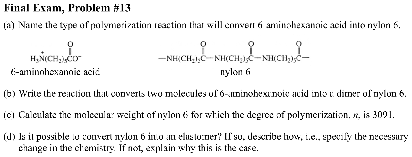Problem Final Exam, Problem #13
