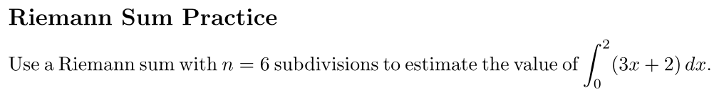Problem Riemann Sum Practice