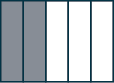 A rectangle is divided into 5 sections, of which 2 are shaded.
