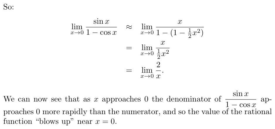 Answer limₓ→₀ sin x/(1 − cos x)
