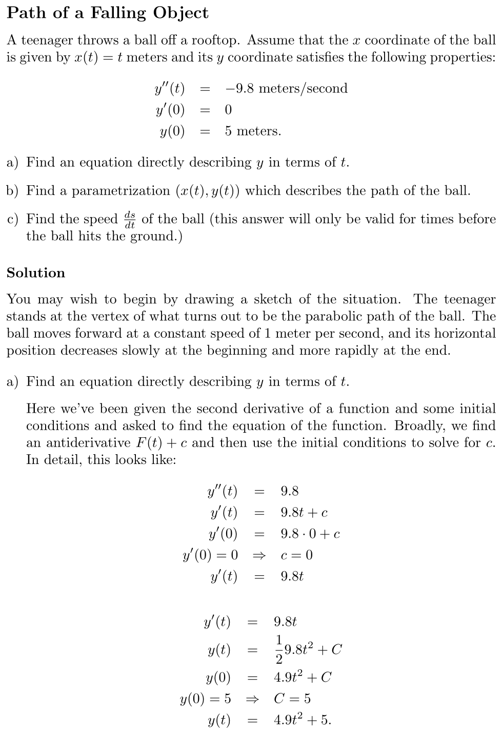 Answer Path of a Falling Object