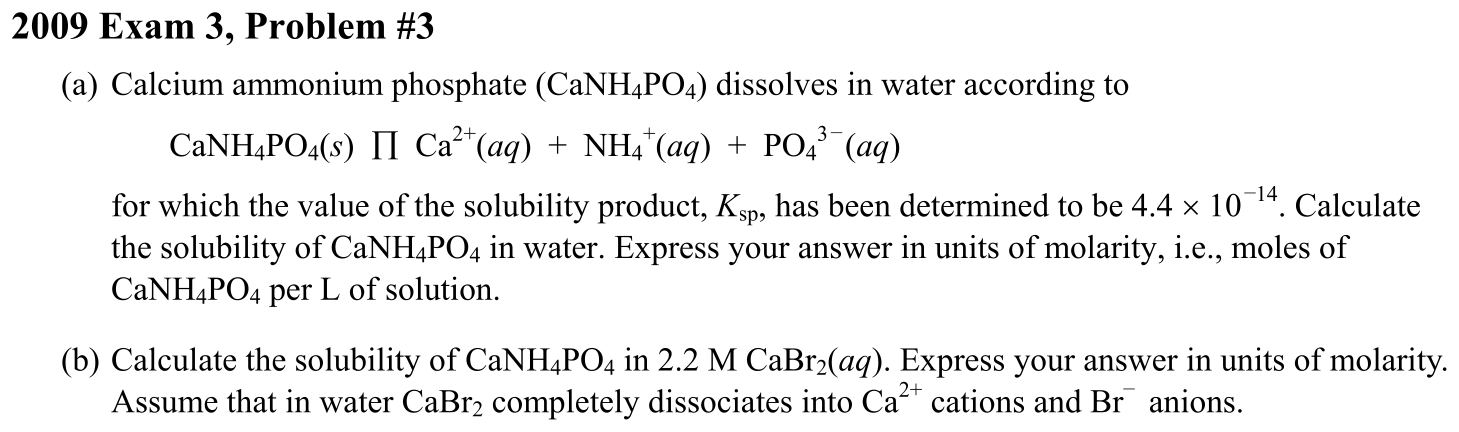 Problem 2009 Exam 3, Problem #3