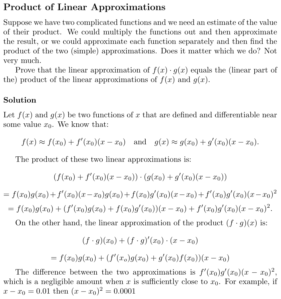 Answer Product of Linear Approximations