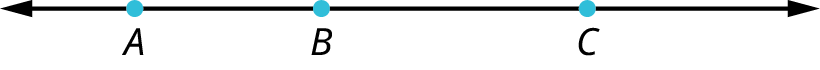 A line with three points, A, B, and C marked on it.