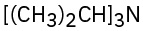 The structure of triisopropyl amine. It comprises three isopropyl groups linked to a nitrogen atom.