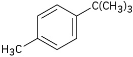 In a benzene ring, C 1 is bonded to C (C H 3) 3 group. C 4 is bonded to a methyl group.