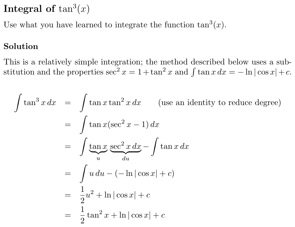 Answer Integral of tan³(x)