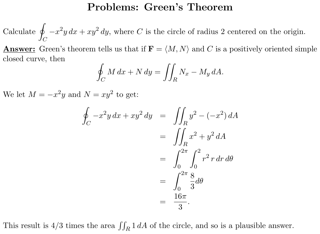 Answer Green’s Theorem