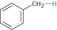 A benzene ring with a methylene group at C1. The methylene is further bonded to a hydrogen atom, highlighted in green.