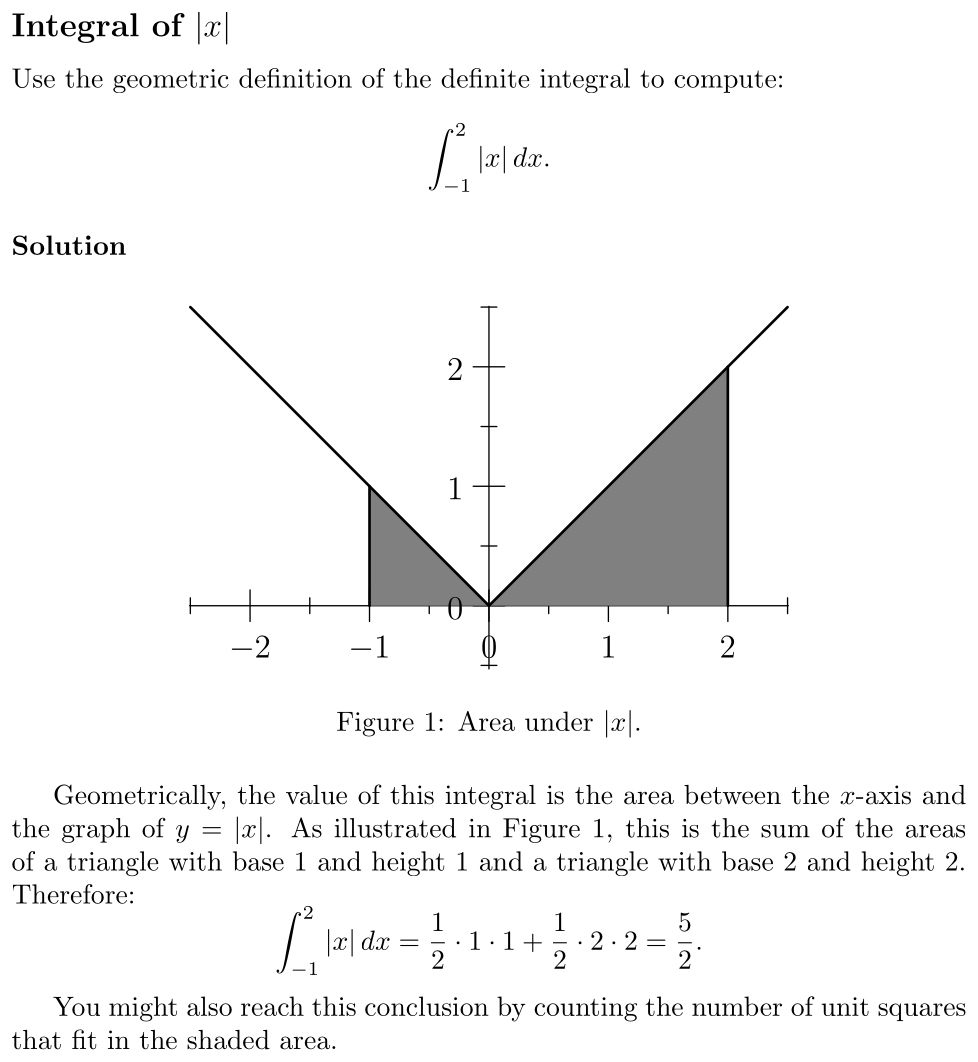 Answer Integral of |x|