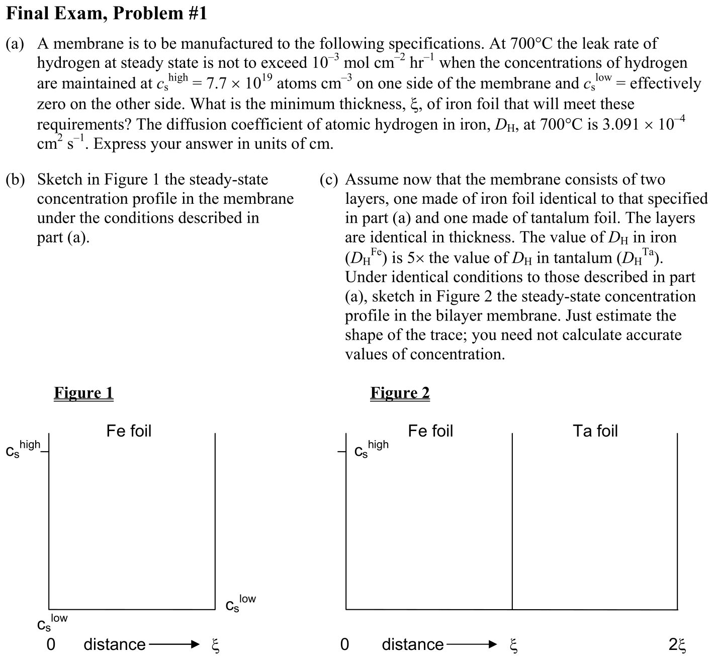 Problem Final Exam, Problem #1