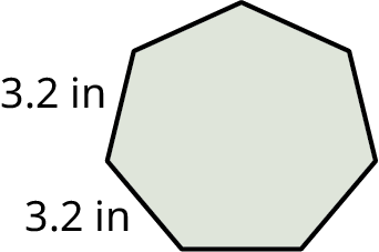 A heptagon with its sides marked 3.2 inches.