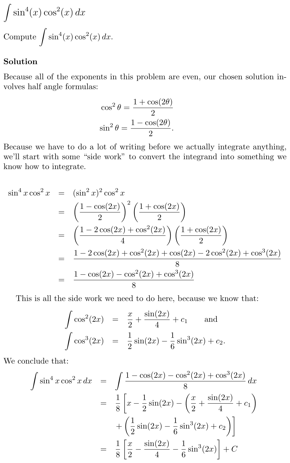 Answer ∫ sin⁴(x) cos²(x) dx