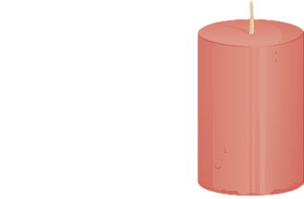 This figure has two images. The first is a cylinder with radius r and height h. The second is a cylindrical candle.