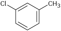 In a benzene ring, C 1 and C 3 are bonded to a chlorine atom and a methyl group, respectively.