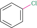 A benzene ring with a single bonded chlorine atom, highlighted in green.